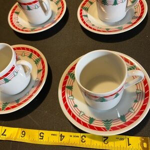 Retro Japanese Cup & Saucer Set (8 piece)